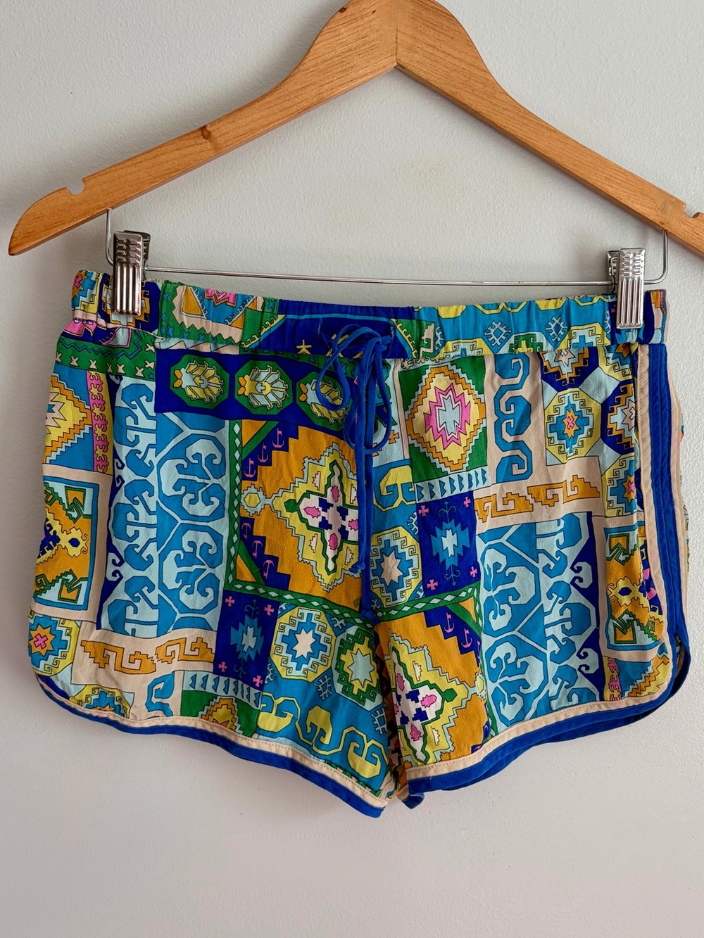 Trina Turk Silk Multi-Color Patchwork Shorts
